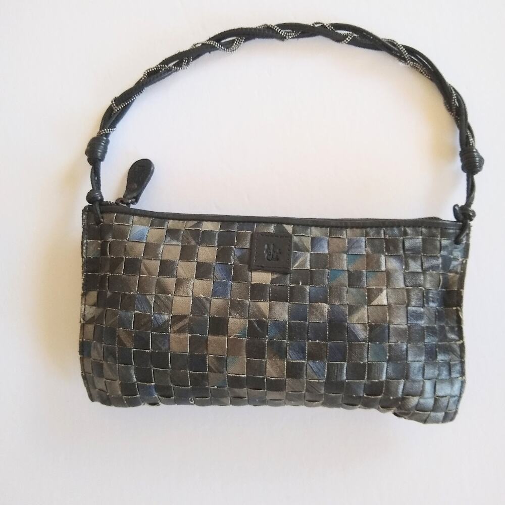 Marla‎ Cielo New York designer canvas paintied woven boho Pouchette bag Small